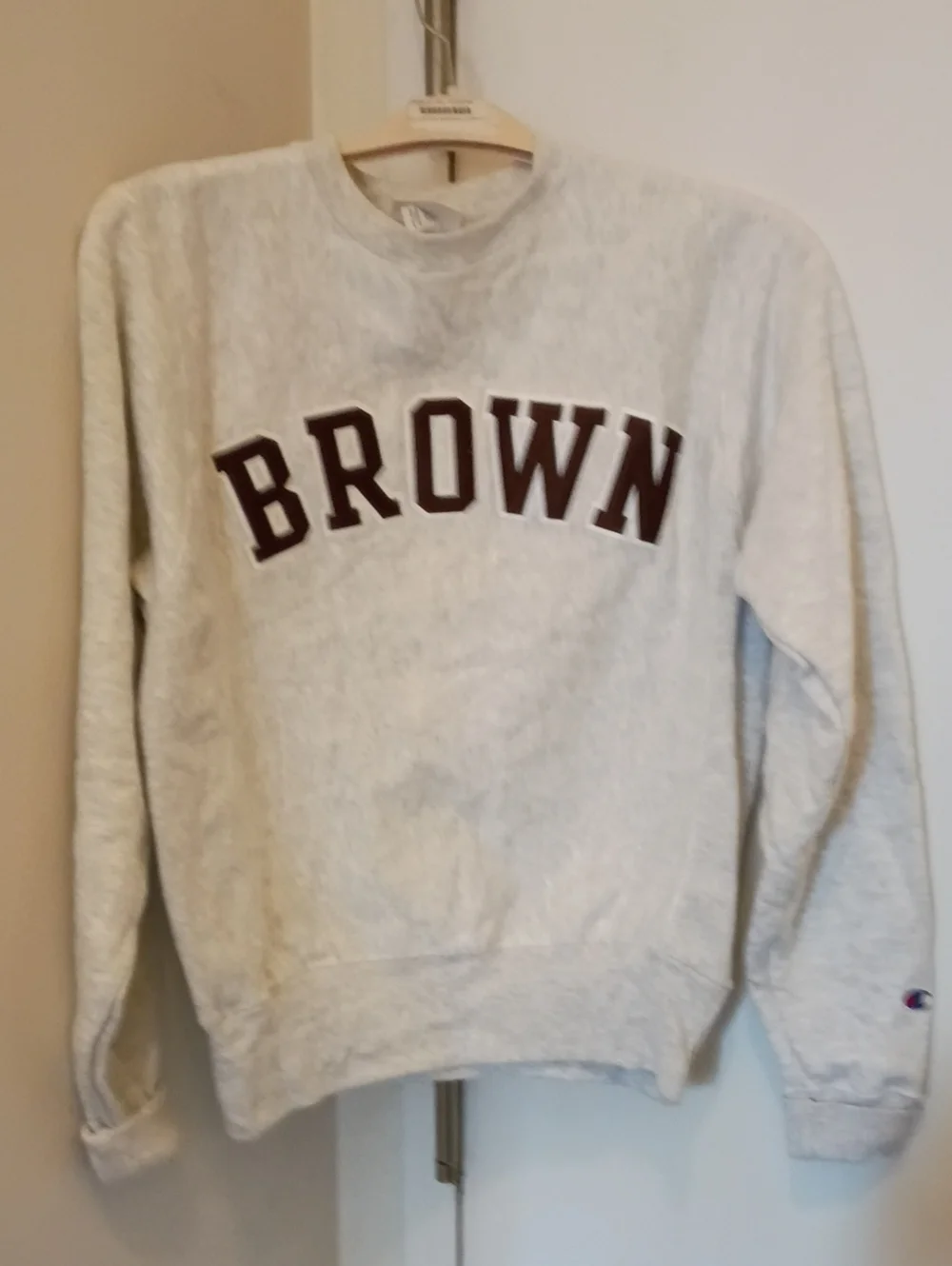 Champion Heather Grey 'BROWN' Crewneck Sweatshirt